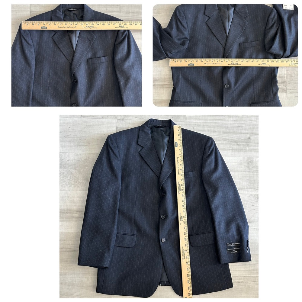 Jos A Bank Executive Collection Navy Pinstripe Wool Cashmere Blazer Jacket 42S - Picture 5 of 10